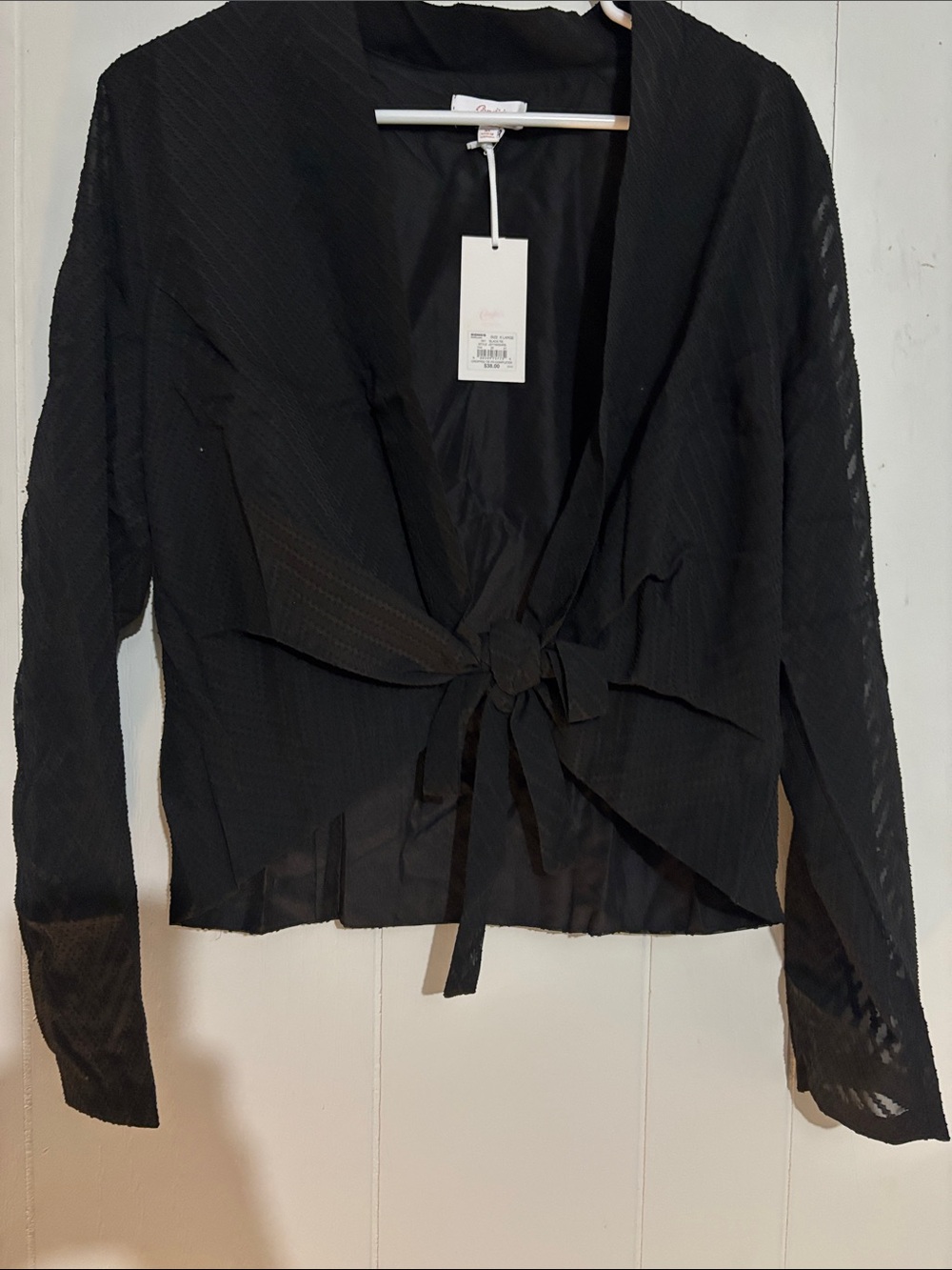 Candie's Black Sheer Tie-Front Blouse